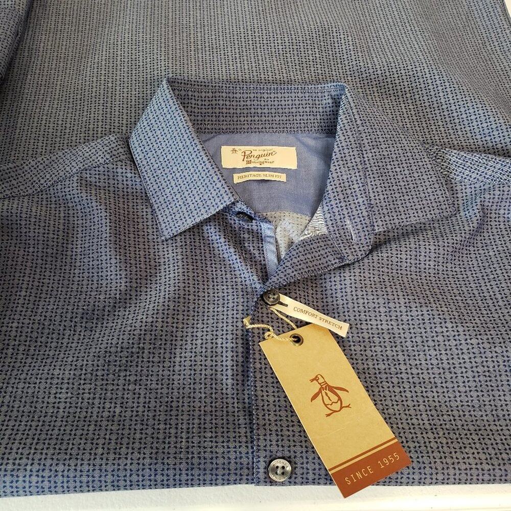 Original Penguin Munsingwear Midnight Print Button Slim Fit Dress Shirt - Picture 4 of 9